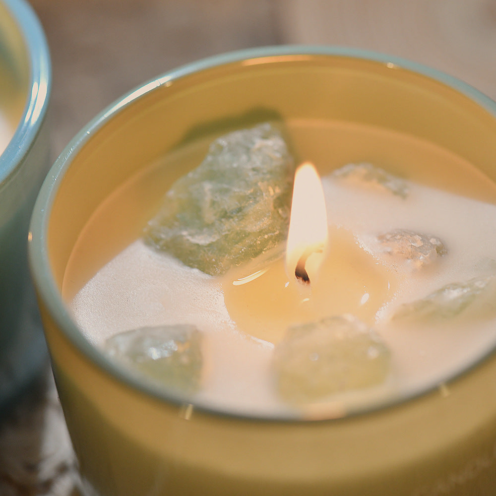 3 PCS (Sweet lemon)Macaron Crystal Stone Scented Candle